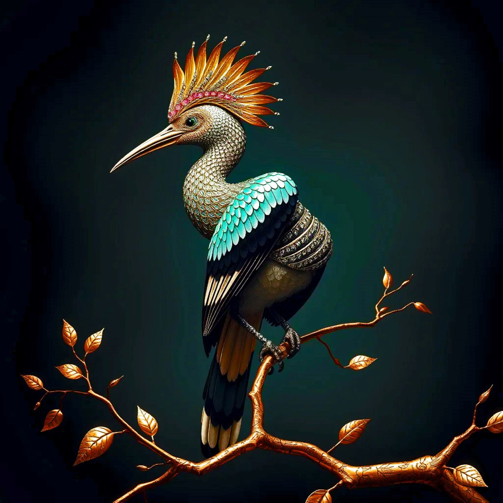 A majestic hoopoe bird,