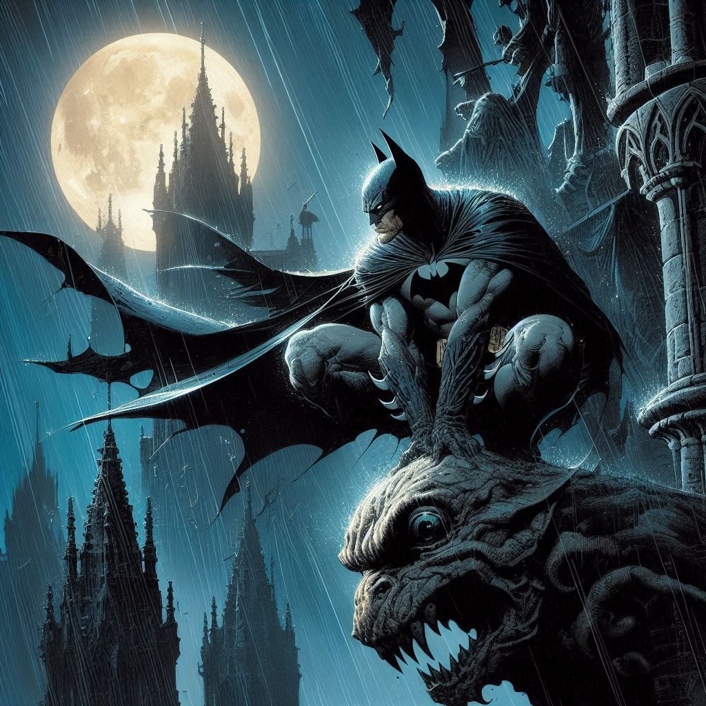 Batman on the gargoyle