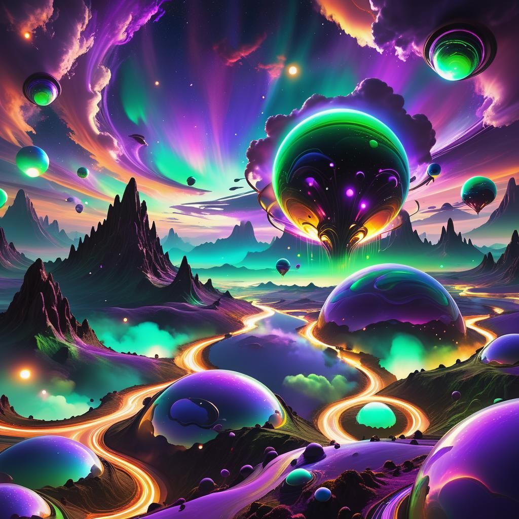 lights, landscape, abstract