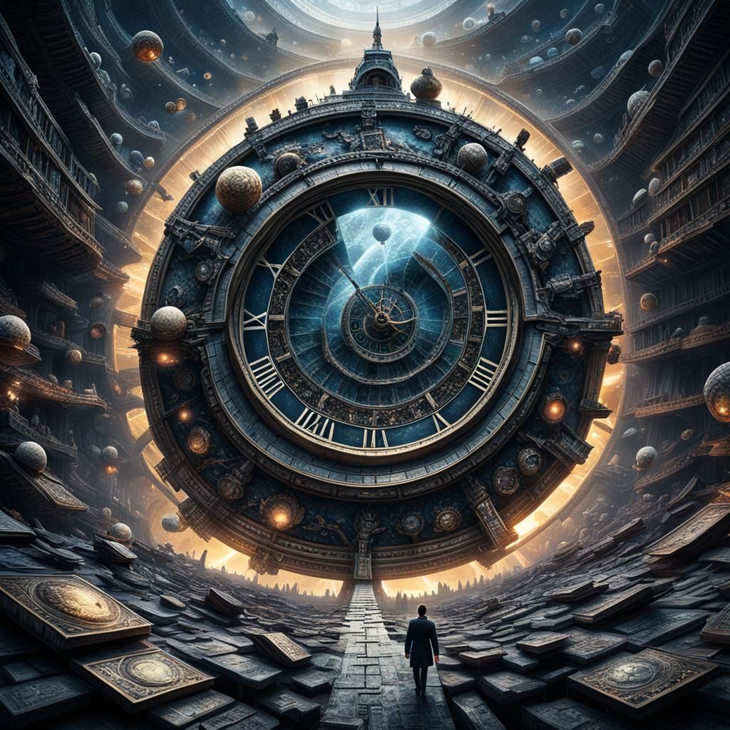 the eternaut lost forever in time,The unraveling of the fabric of time by a worm in the hole , the moments ...  by @undefined