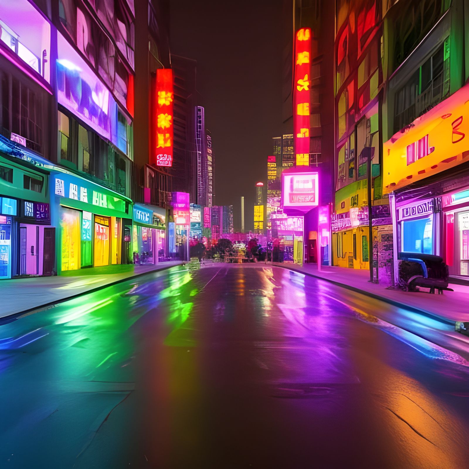 Neon Cyber Streets Life  by @Miny Boy