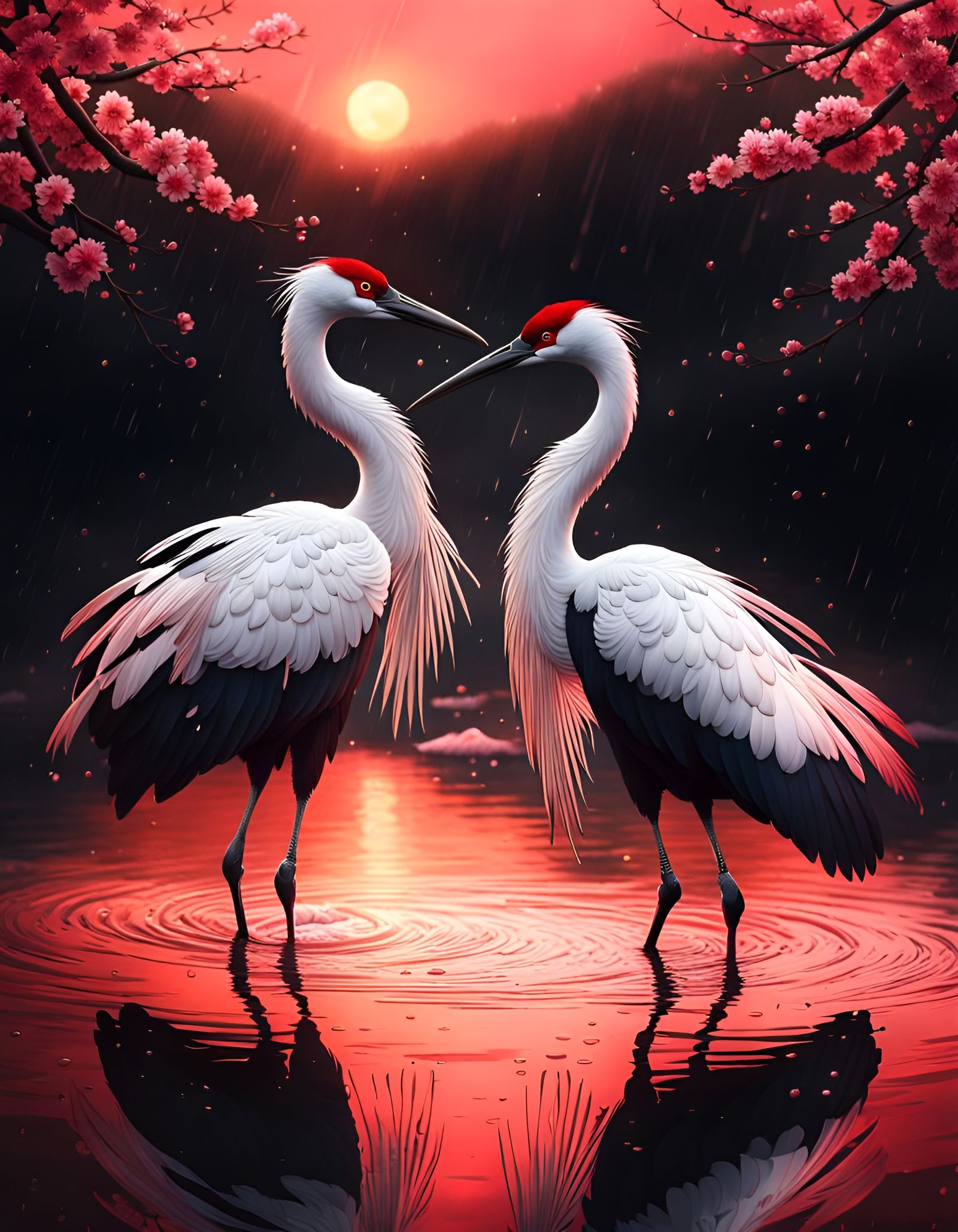 Cranes in the evening sun  by @Lau85