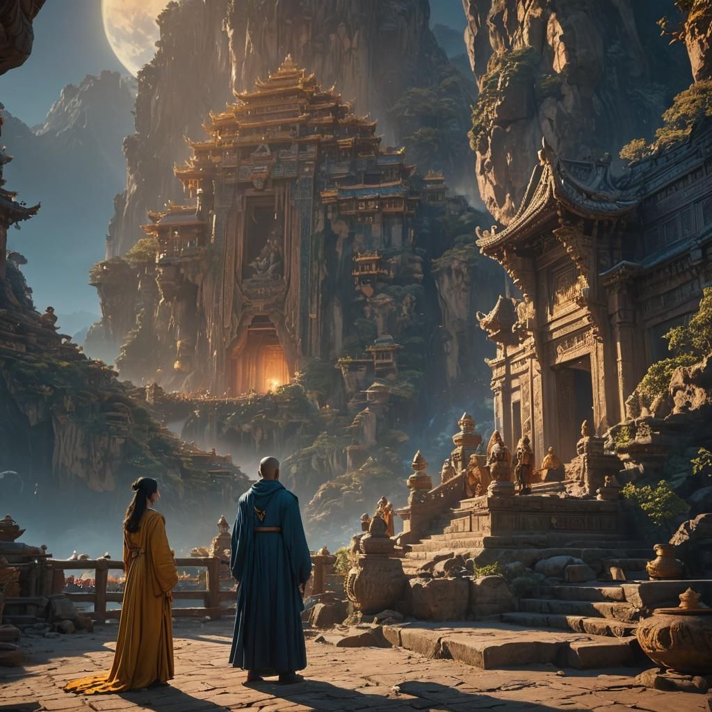 Mystical Encounter in a Surreal Landscape