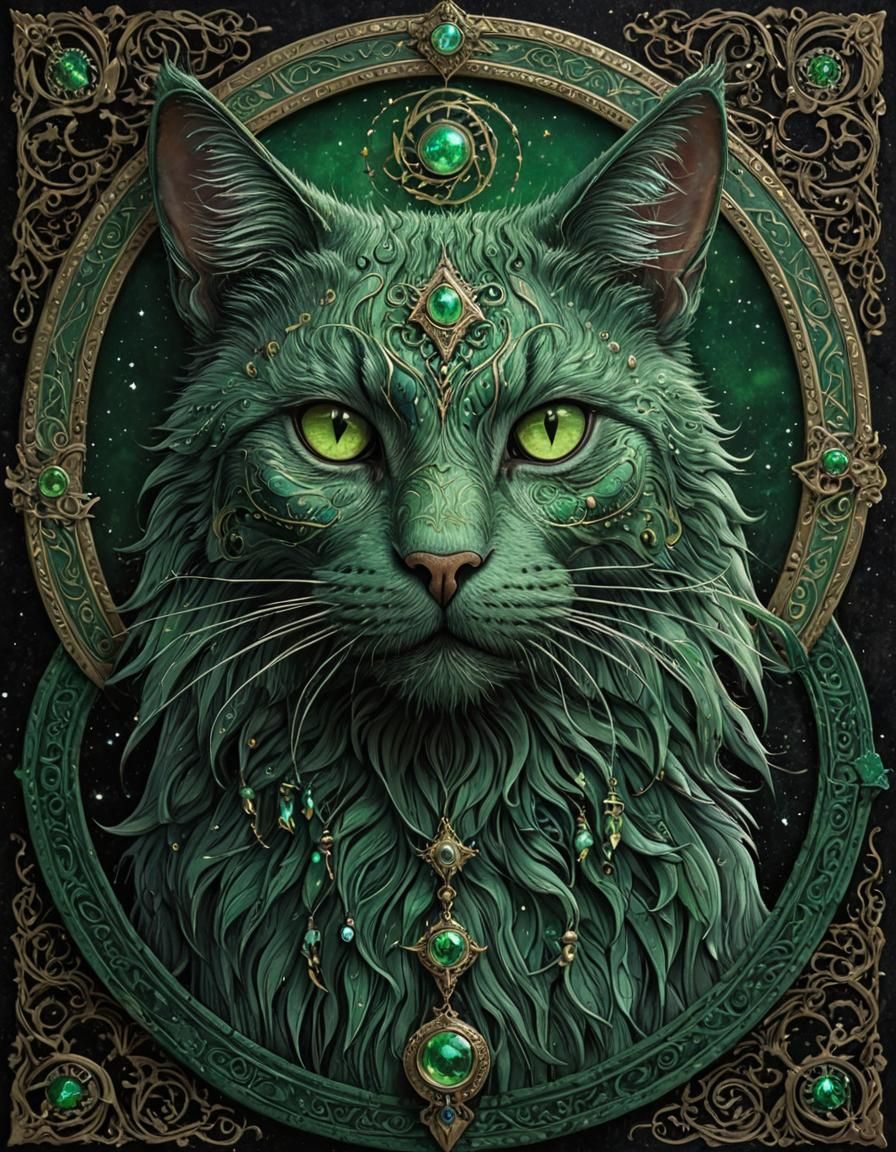 Ethereal Celestial Cat in Dark Fantasy Style