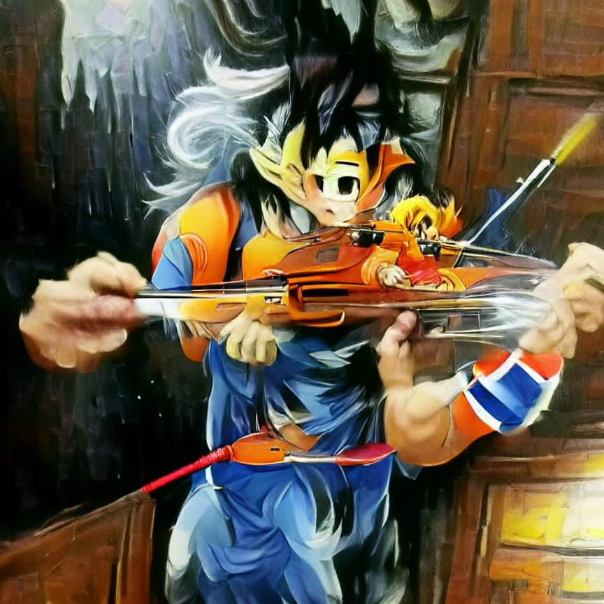 Goku plays violin