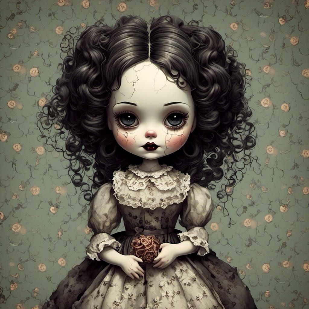 Creepy hot sale doll art