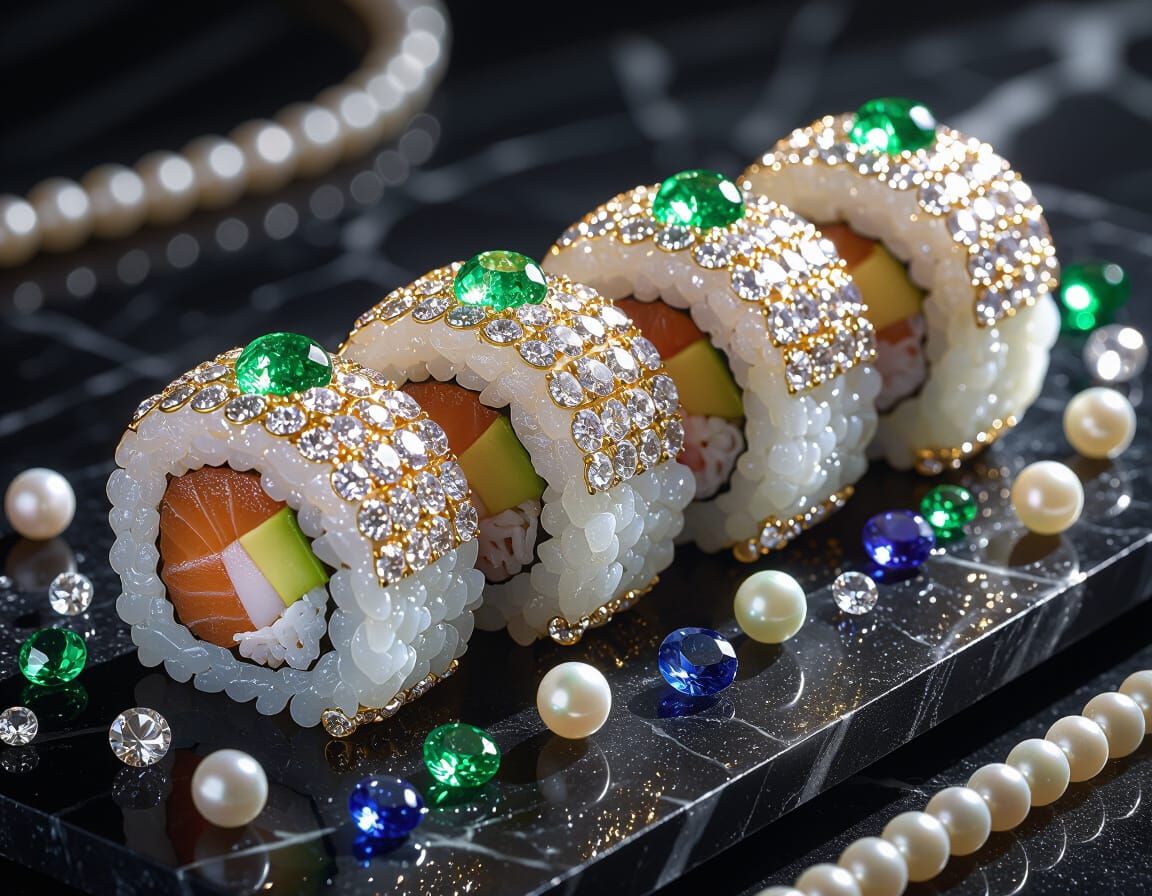 Jeweled Sushi Roll with Bioluminescent Gems