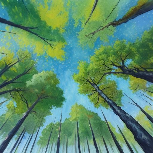 Spring trees reaching for the sky