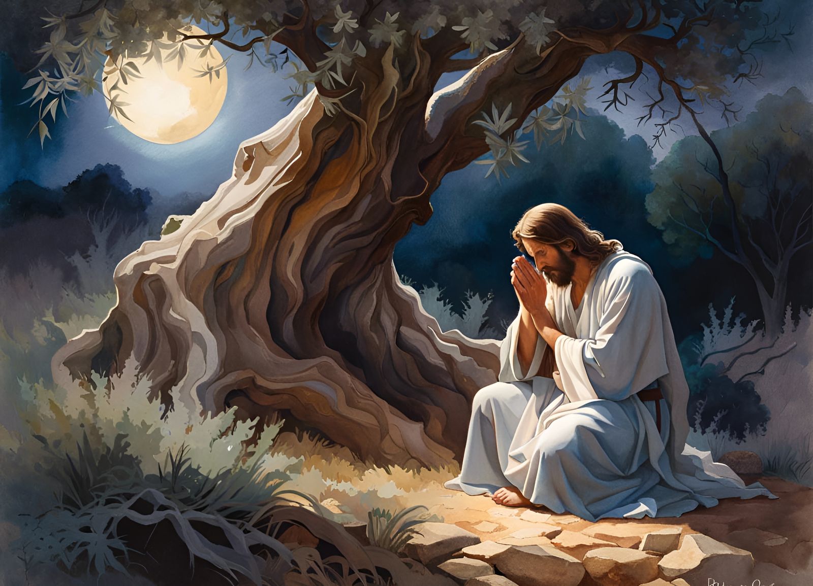 Luke 6:12 Jesus .... spent the night praying unto God - AI Generated ...