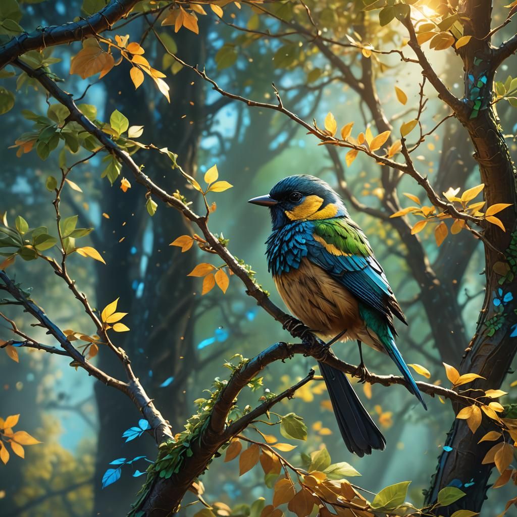 Songbird in Sunlight: Detailed Fantasy Concept Art