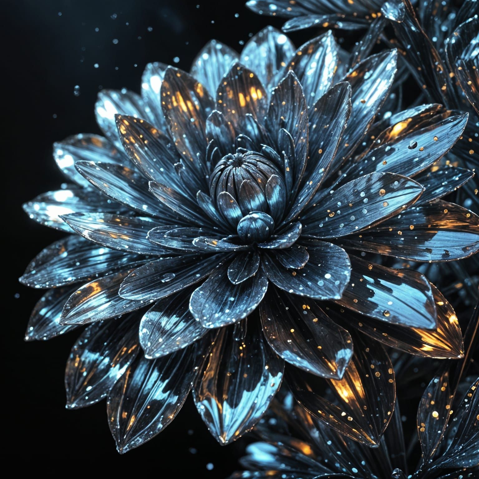 "Жидкий хром: гибкий цветок  металла полированный"  by @Hi444