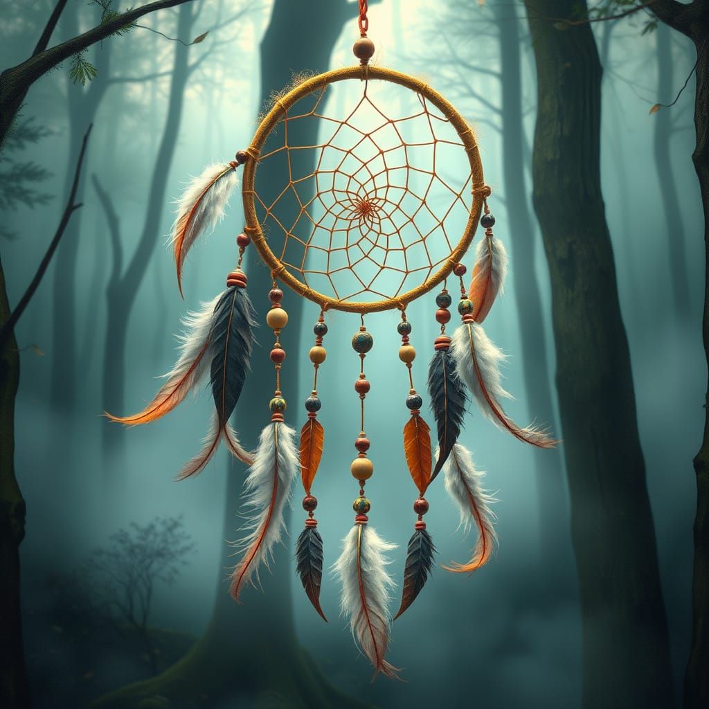 Dreamcatcher in Whimsical Forest Scene