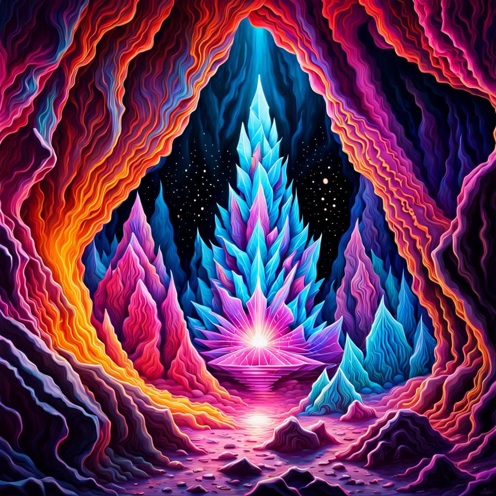  Cosmic crystal cavern, smoke plasma intricate details, HDR,...