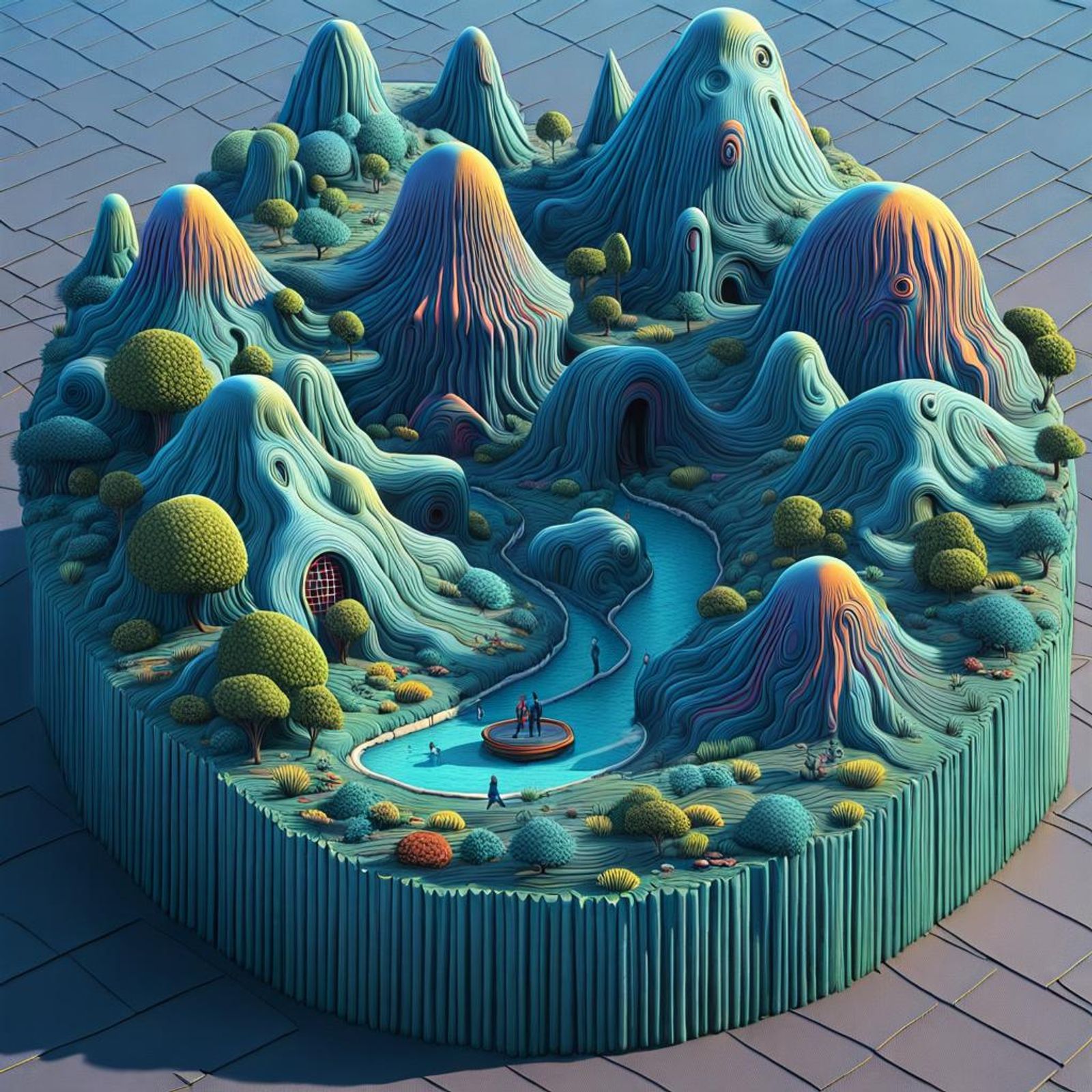 3d landscape by Basil Wolverton AI Generated Artwork NightCafe Creator