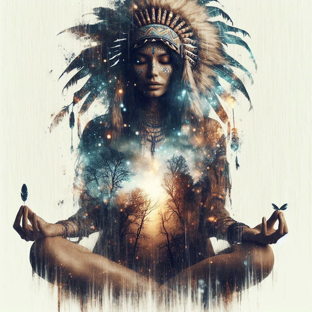 double exposure beautiful fantasy DALL-E 3 portrait landscape..