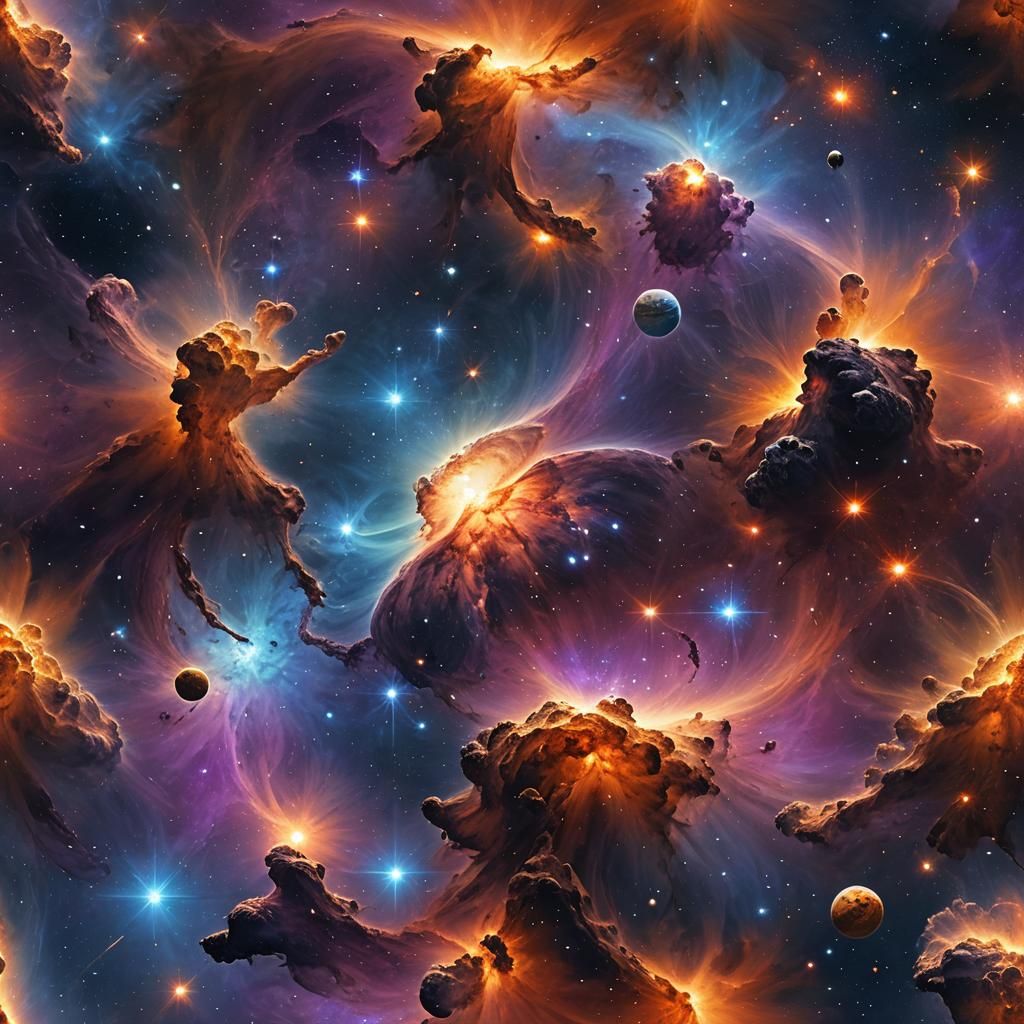 Breathtaking Cosmic Landscape in Vibrant Digital Art