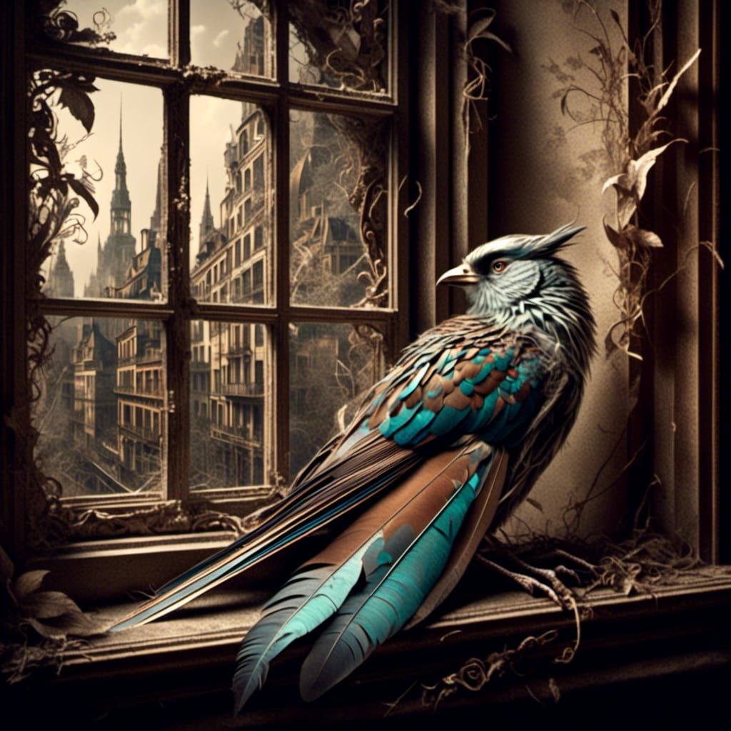  <lora:WickedlyElvenMAGIC:1.0> A single feather resting on a windowsill