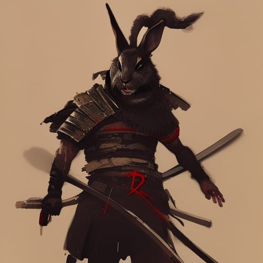 samurai warrior rabbits sinister by Greg Rutkowski - AI Generated ...