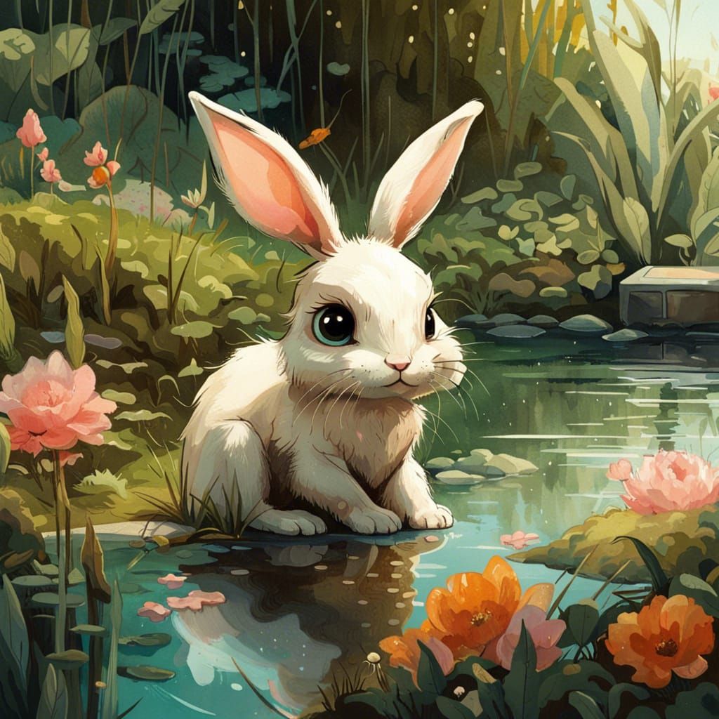 Blue-Eyed Bunny - AI Generated Artwork - NightCafe Creator