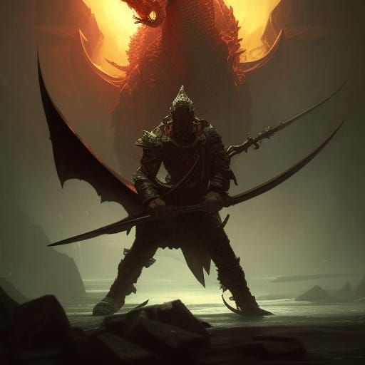 A Man Slaying a Dragon With A Sword - AI Generated Artwork - NightCafe ...