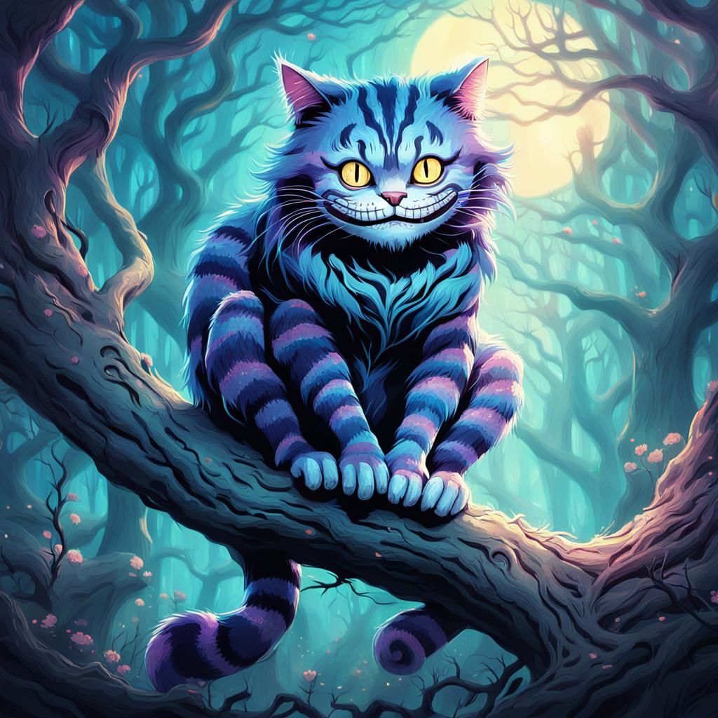 Cheshire Cat in Whimsical Anime Illustration