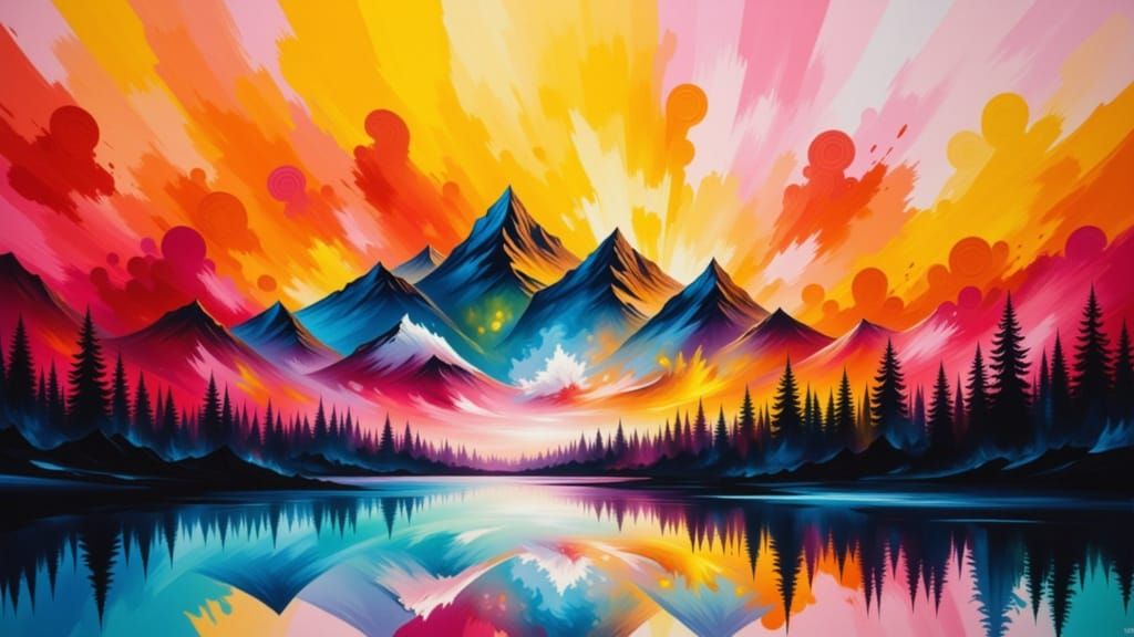 Vibrant Abstract Odyssey in Expressive Brushstrokes