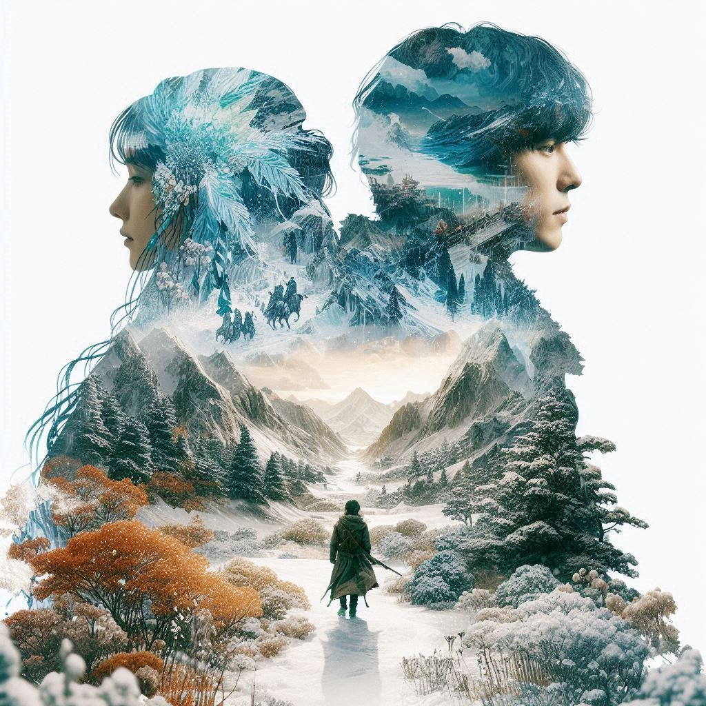 Double exposure couple portrait