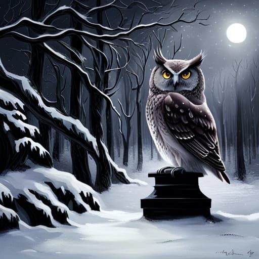 Owl in the blizzard