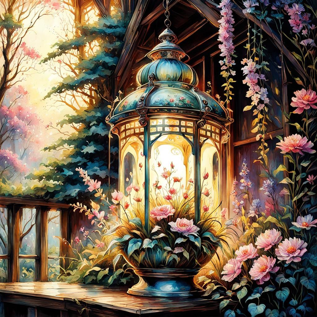 Vintage Lantern in Enchanted Forest  by @Moonhouse23