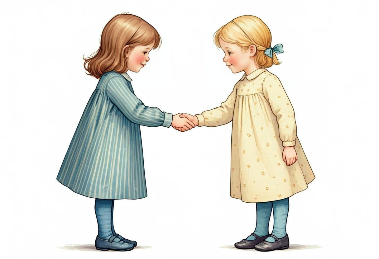 Girls Exchange Luck, Watercolor Digital Painting