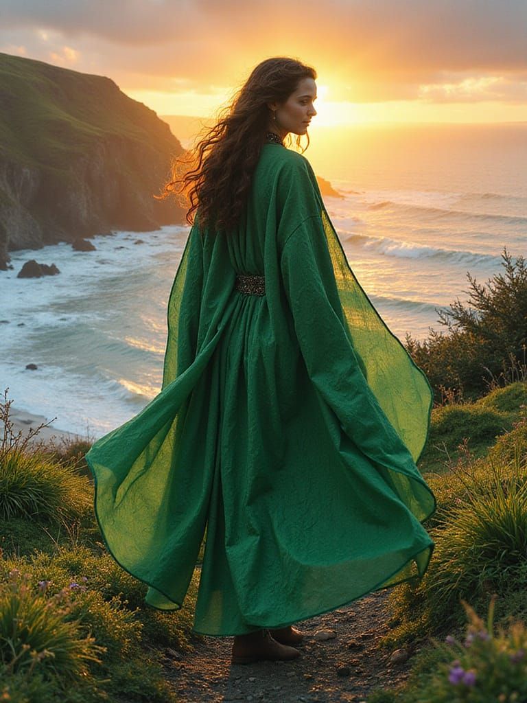 Celtic Woman on Misty Coast in James Jean Style