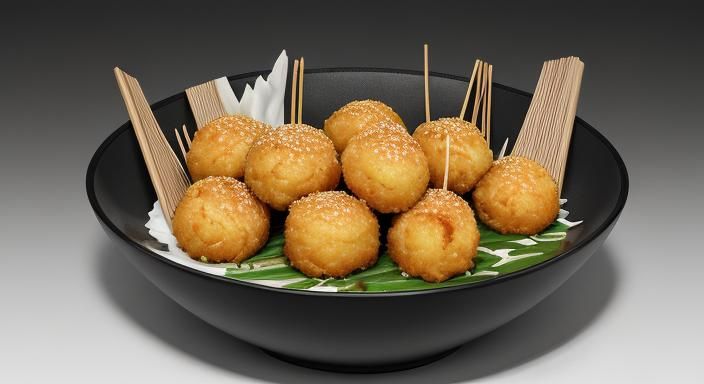 ginger sauce sparingly drizzled over top of peanut fried shr...