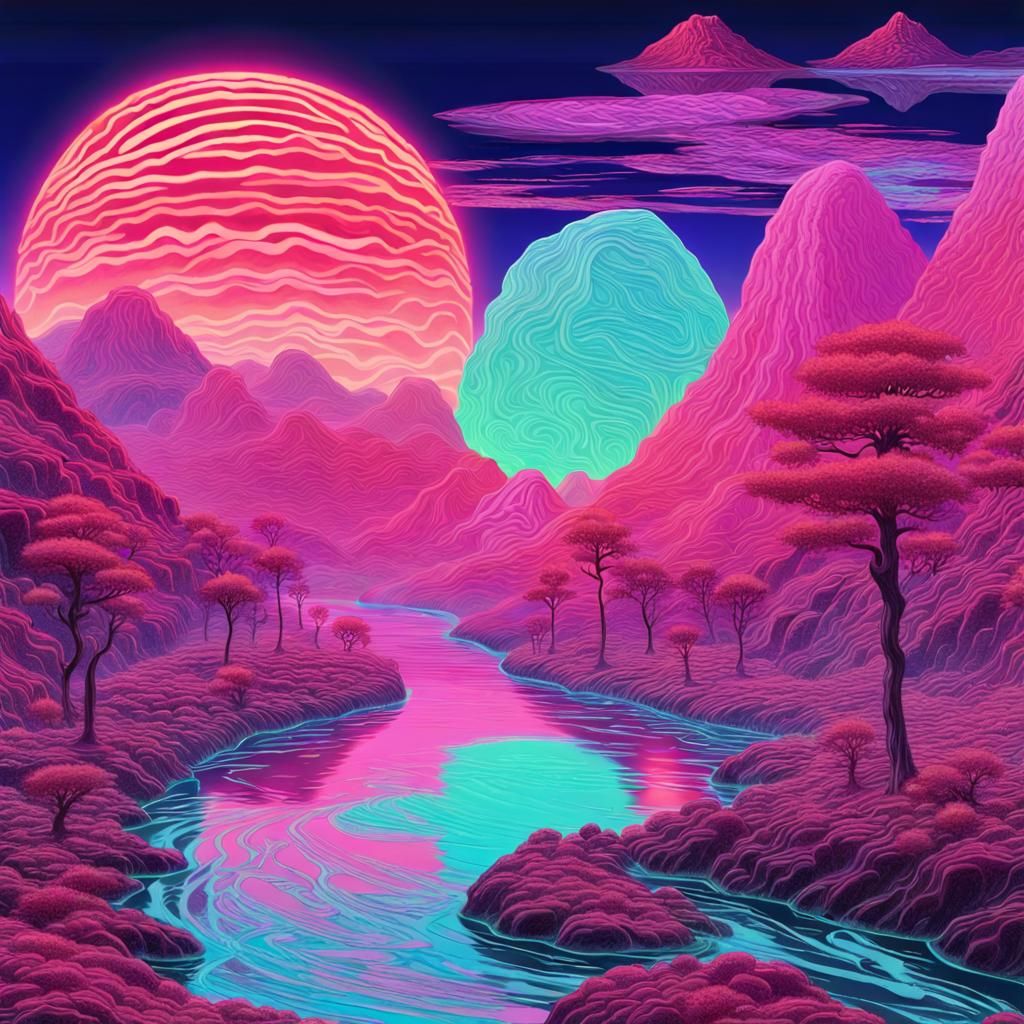 Alien planet, neon lights - AI Generated Artwork - NightCafe Creator