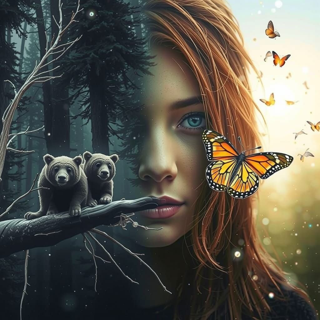 Ethereal Ballerina Amidst Sparkling Crystals in Dreamy Fores...