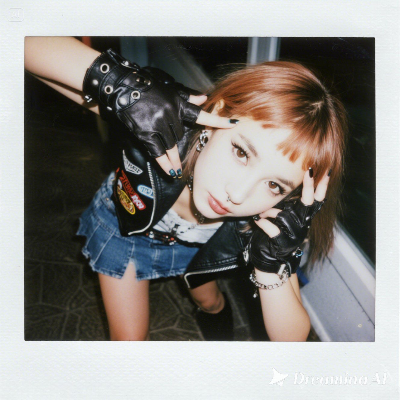 80's punk girl with cute-punk mix outfit