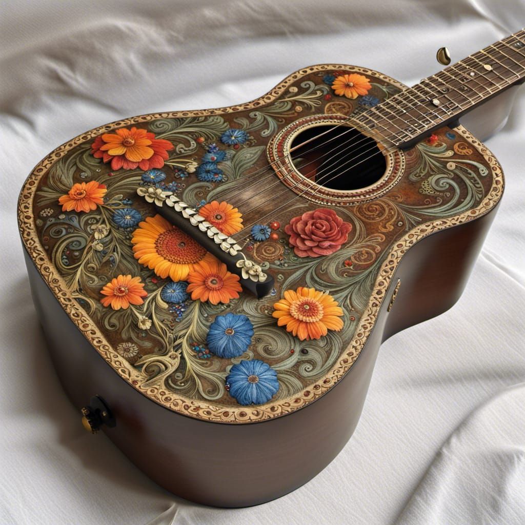 Painted Flowers Guitar 1