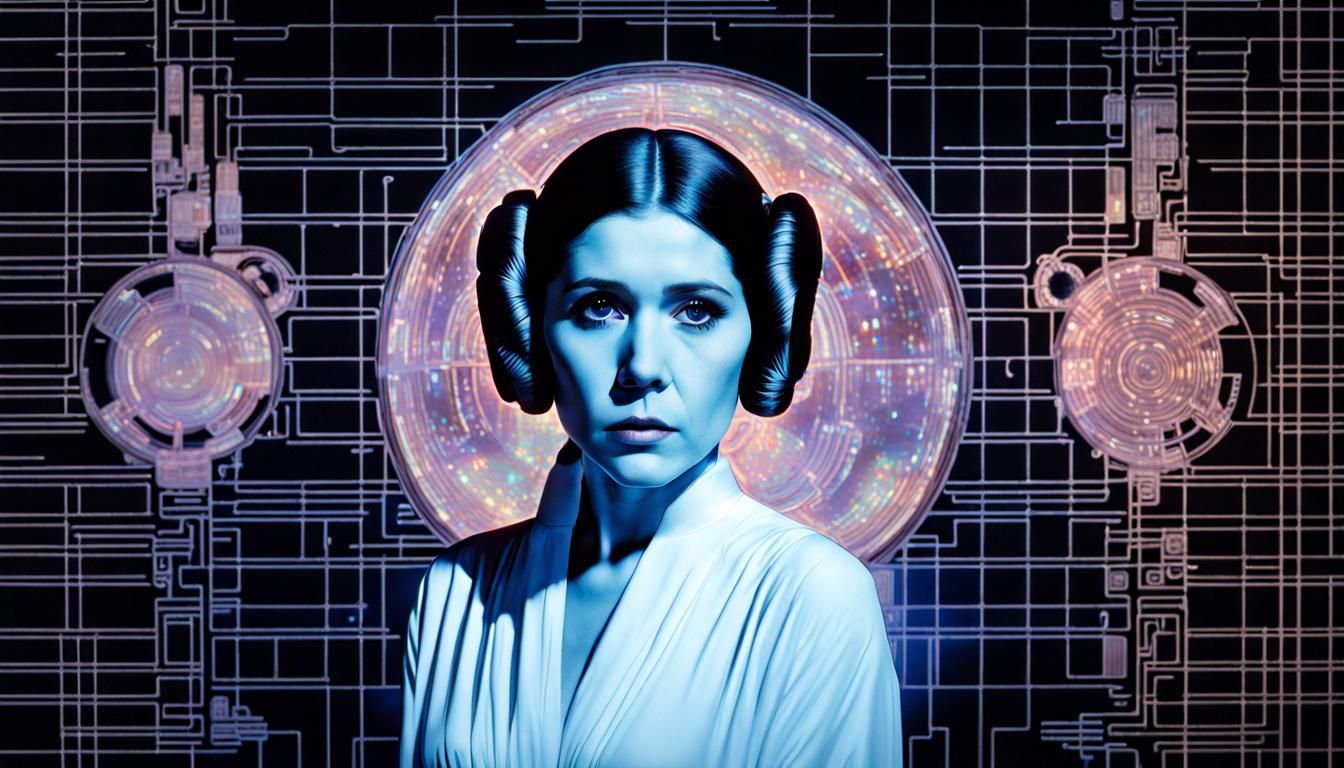 Princess Leia in holographic projection by R2D2 - AI Generated Artwork ...