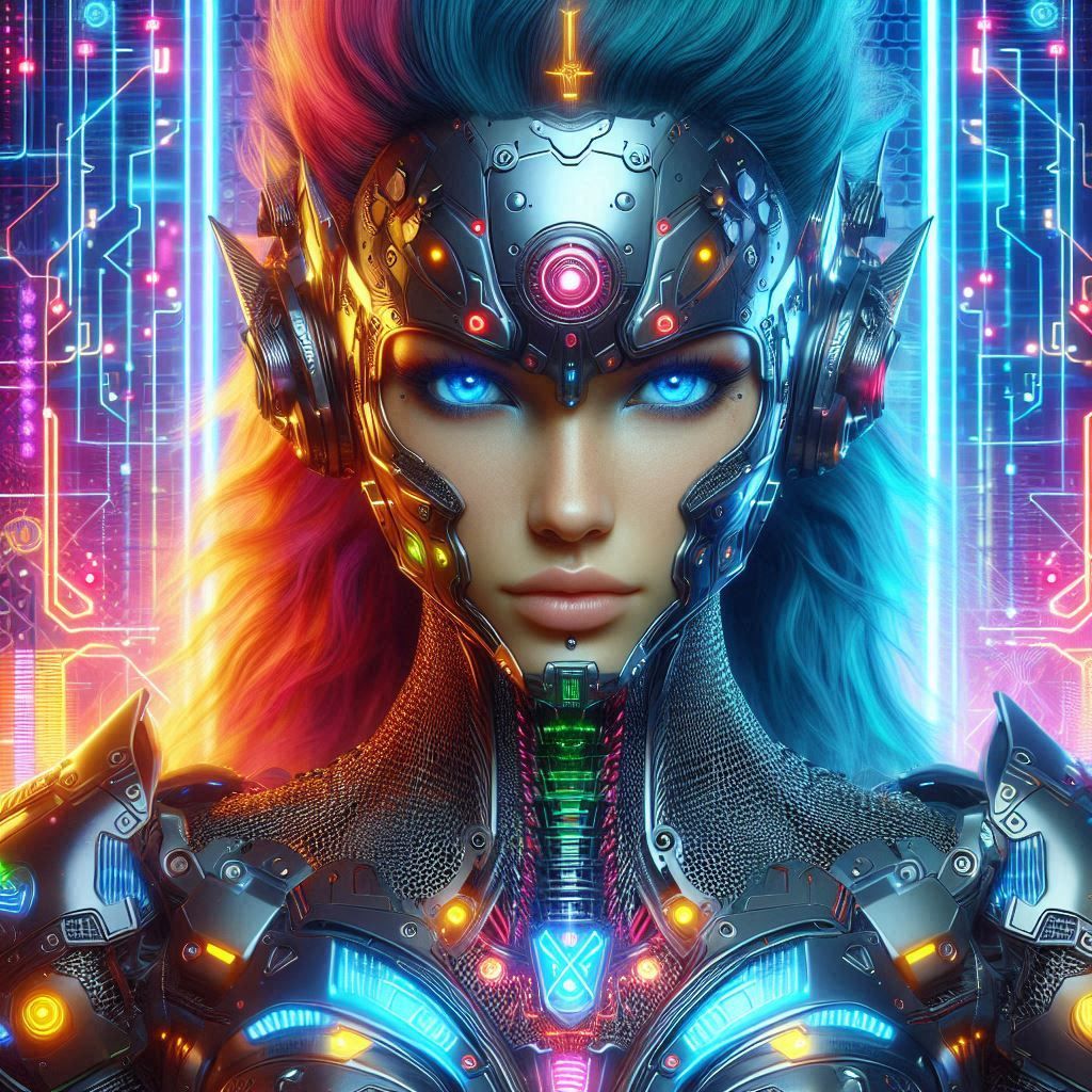 Neon futuristic armor woman #2