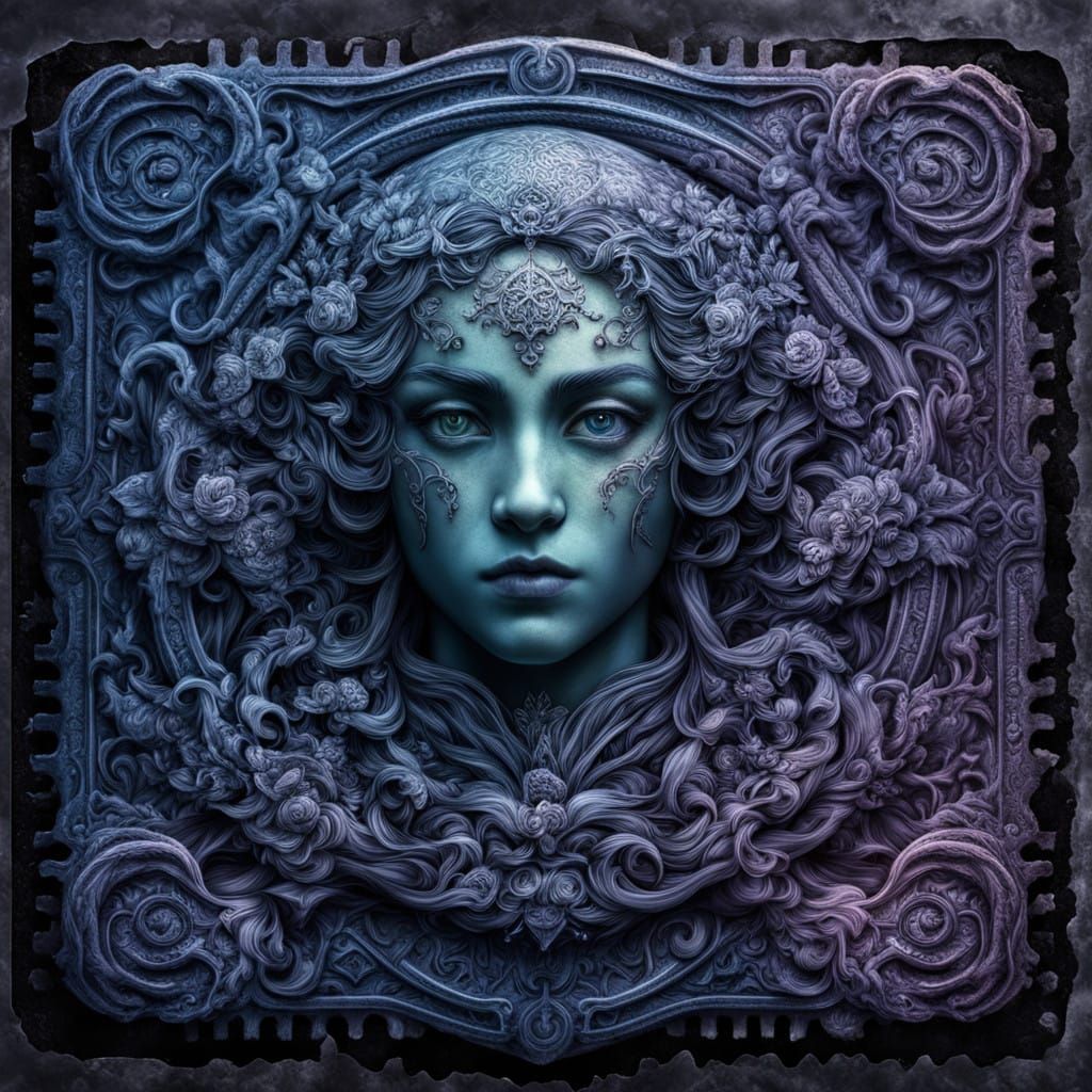 Dark Fantasy Dandelion Stamp in Pastel Colors