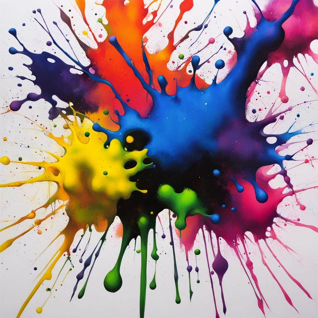 Ink Splatter, Vibrant Colors, 
Oil Painted 
Airbrush  by @Denise