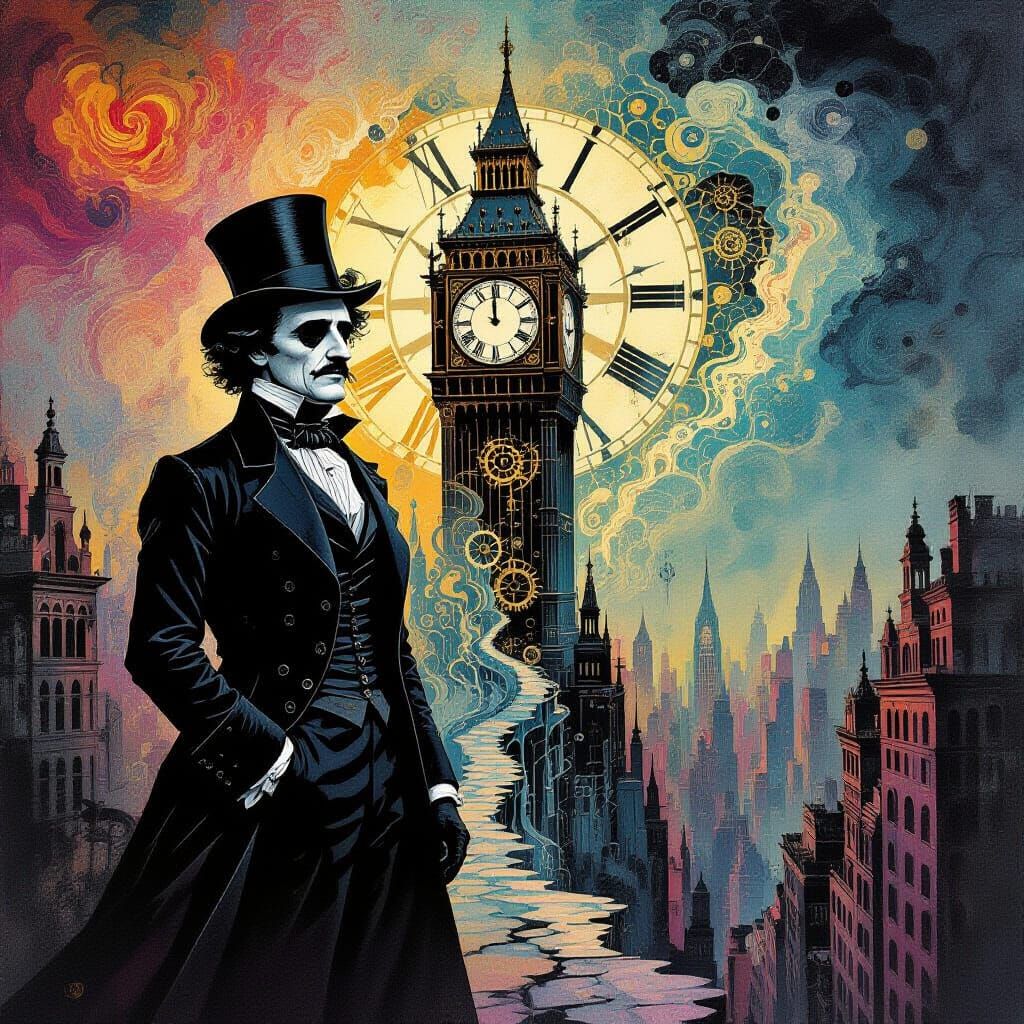Mr. Edgar Allan Poe's Walk Out of Time  by @Eldrad Syl
