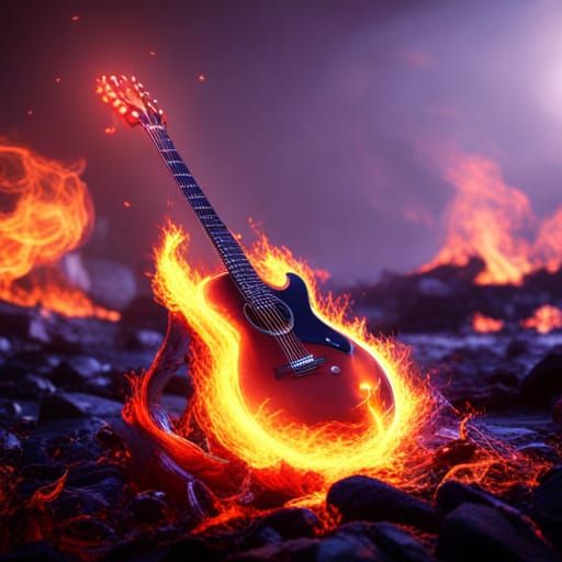 Guitar on fire