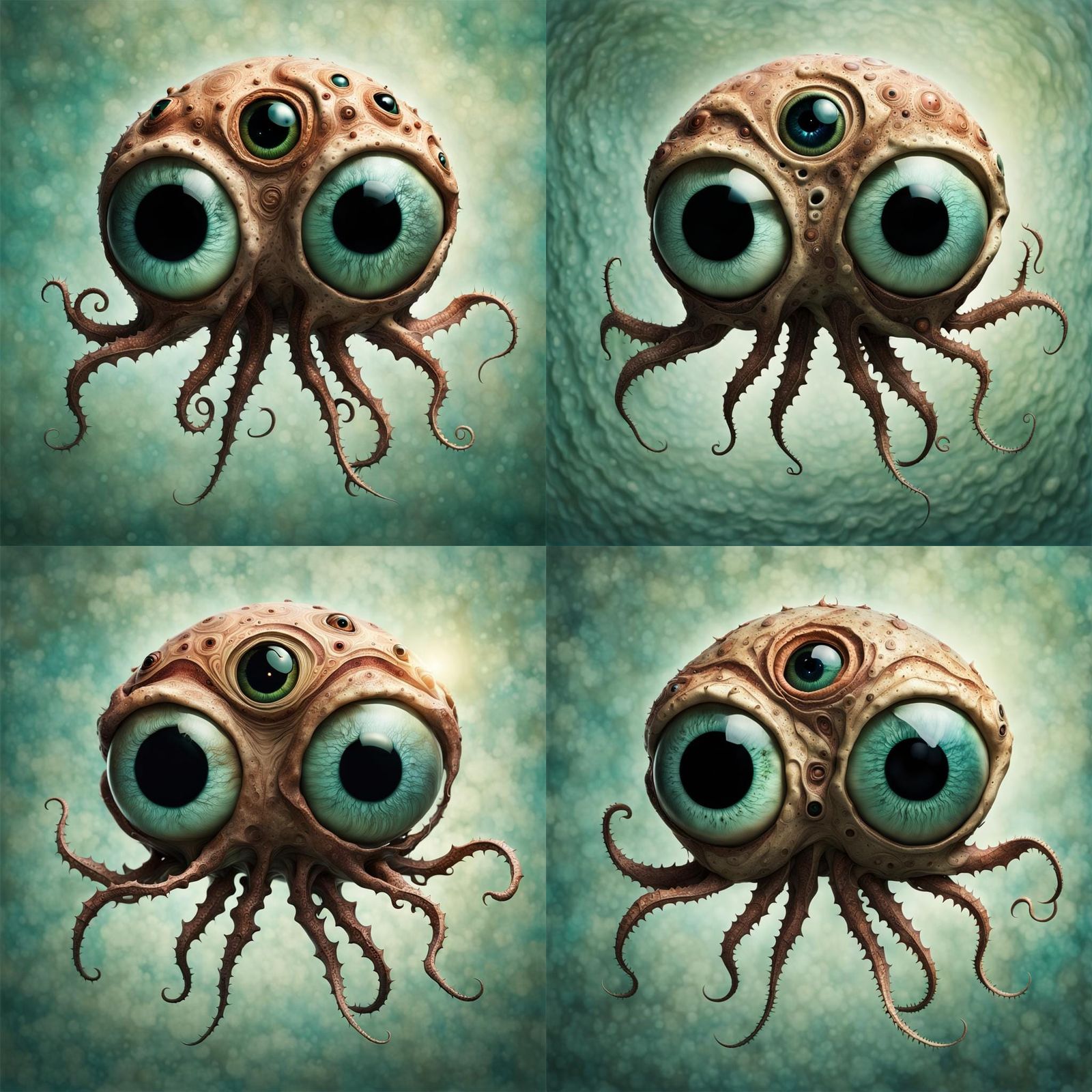 Adorable Alien Squid Eyeball in Digital Art Style