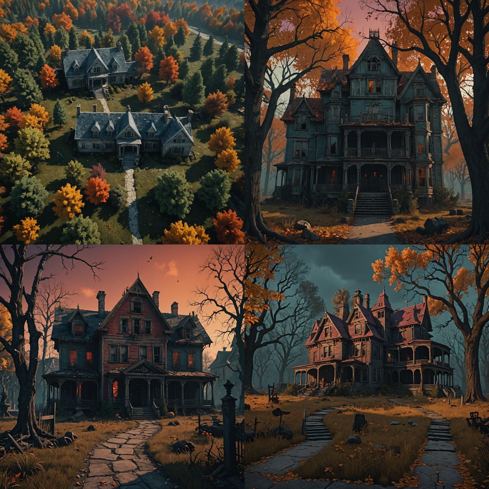 Corpsewood Manor, horror 8K resolution split-complementary colors - AI ...