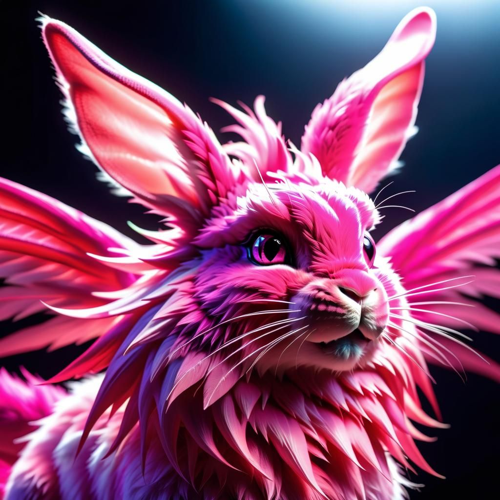 Pink winged rabbit-dragon - AI Generated Artwork - NightCafe Creator