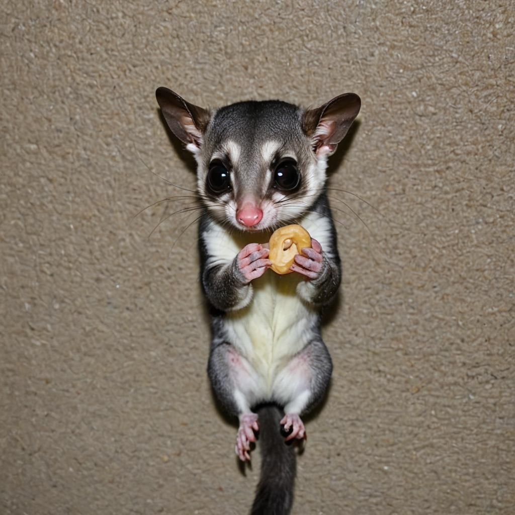 a cute sugar glider eats a cashew - AI Generated Artwork - NightCafe