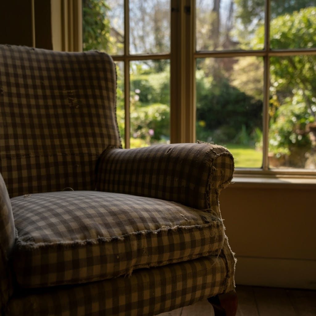 Vintage Gingham Armchair in Sunlit Room