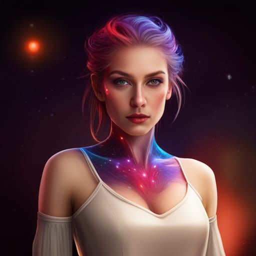 Swirling glittering ephemeral translucent starfield, red, blue, green, yellow, orange balls of night ...  by @Wim