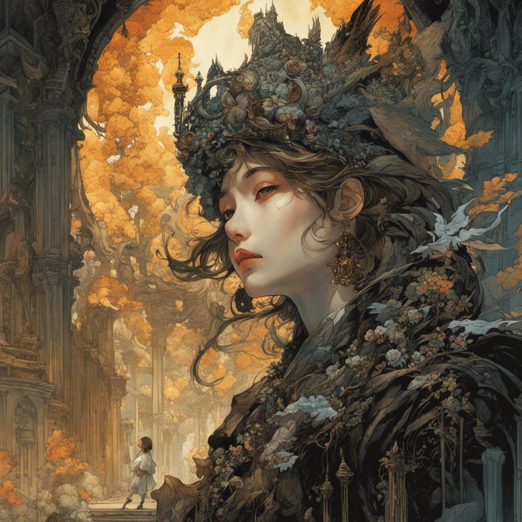fantasy artwork by Kim Jung Gi, Yoshitaka Amano