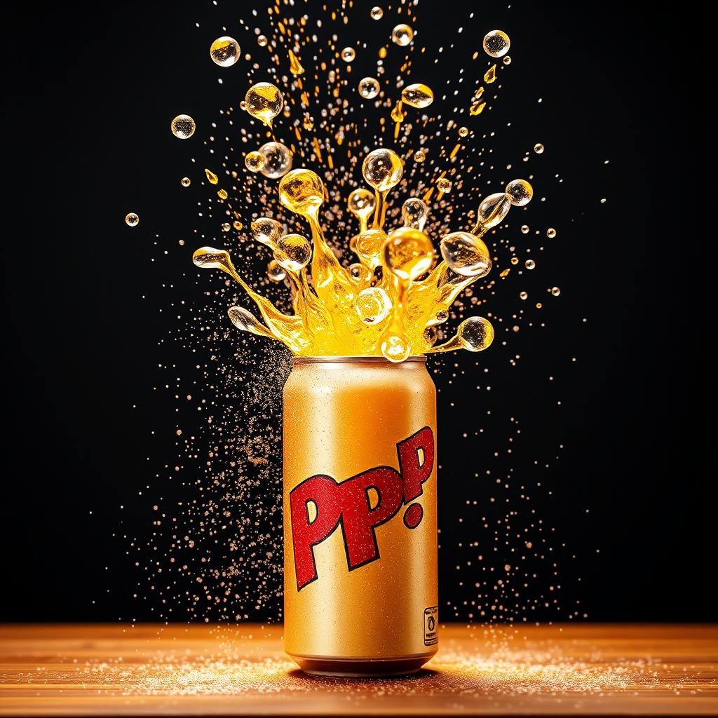 Vibrant pop explosion kids opening a can of shaken soda